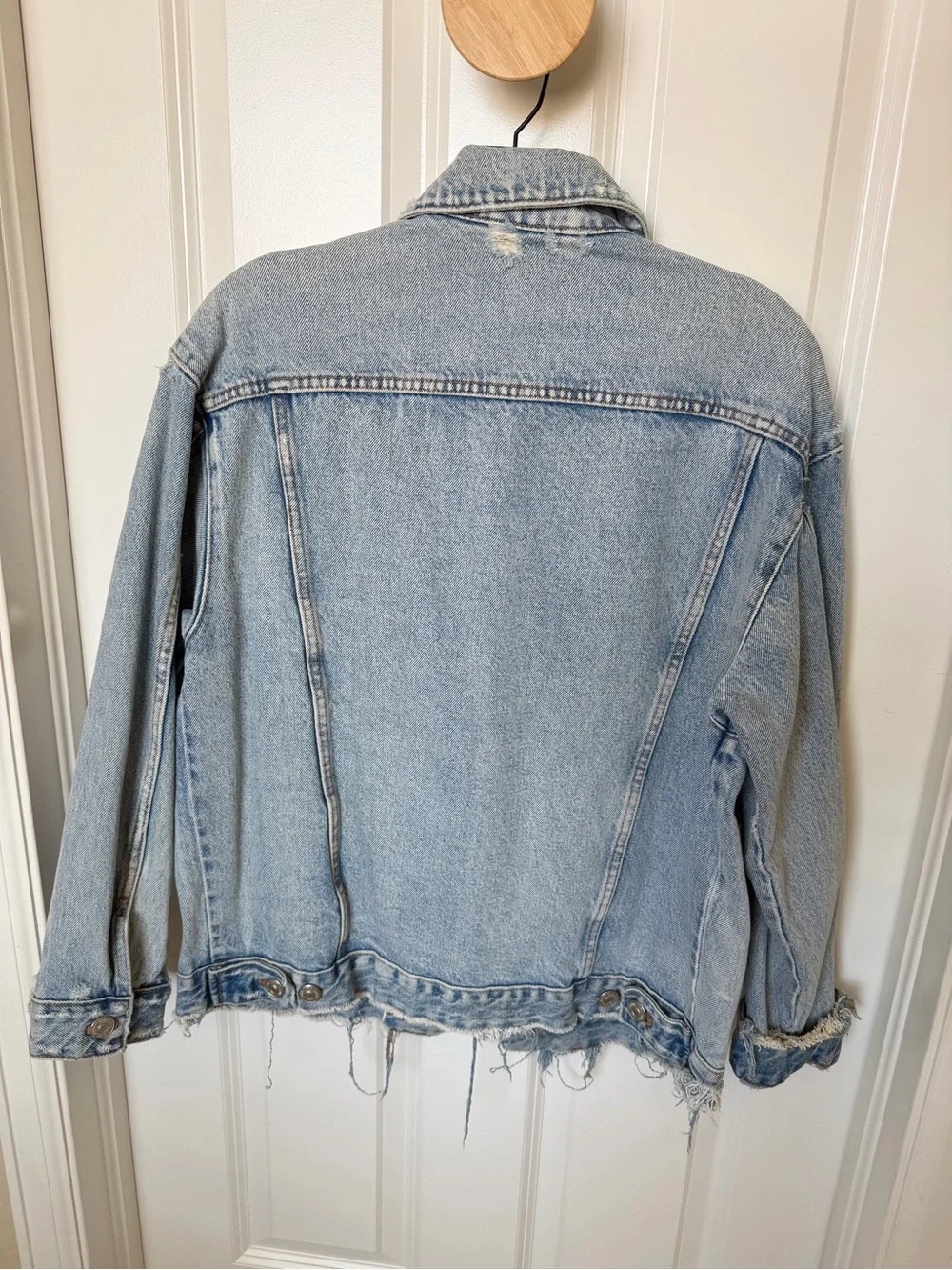 ZARA Light Blue Distressed Denim Jacket - Men's size S